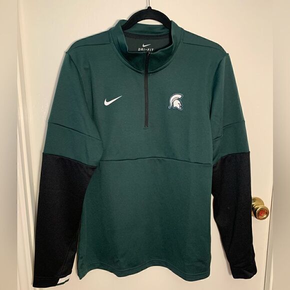 Nike EUC on field Michigan state Spartans green/black quarter zip up Size Small - Picture 1 of 7